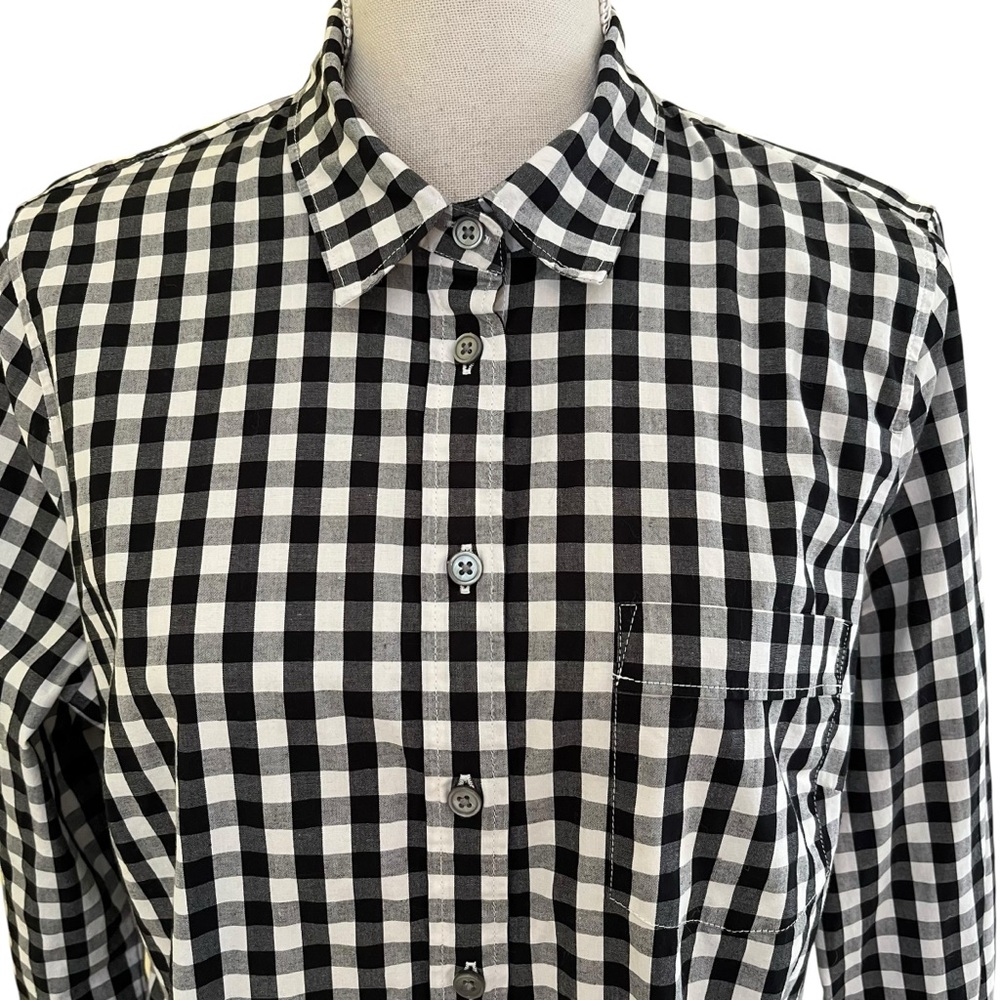 J. Crew Black and White Gingham Button-Down Shirt - Picture 3 of 8